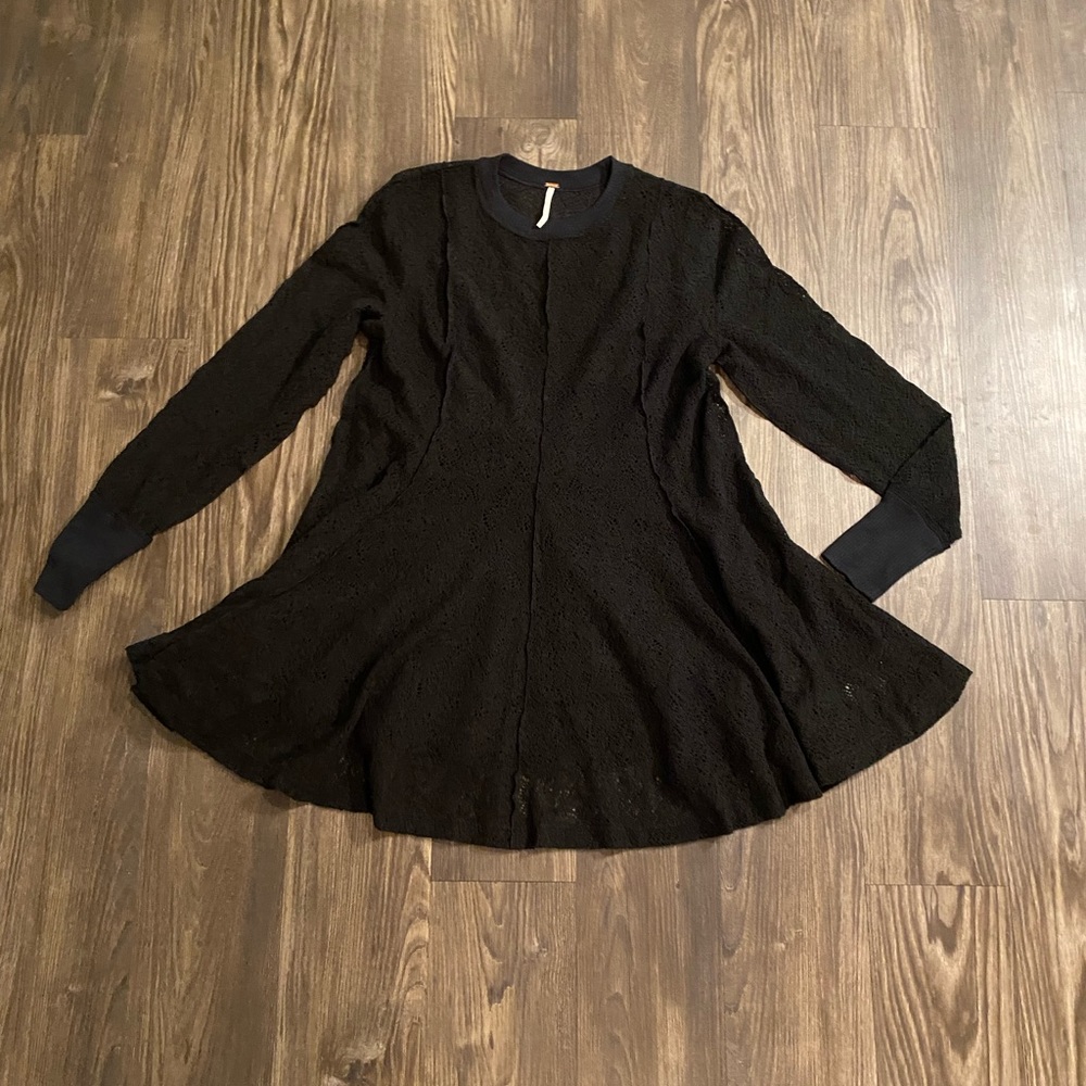 Free People black lace long sleeve dress